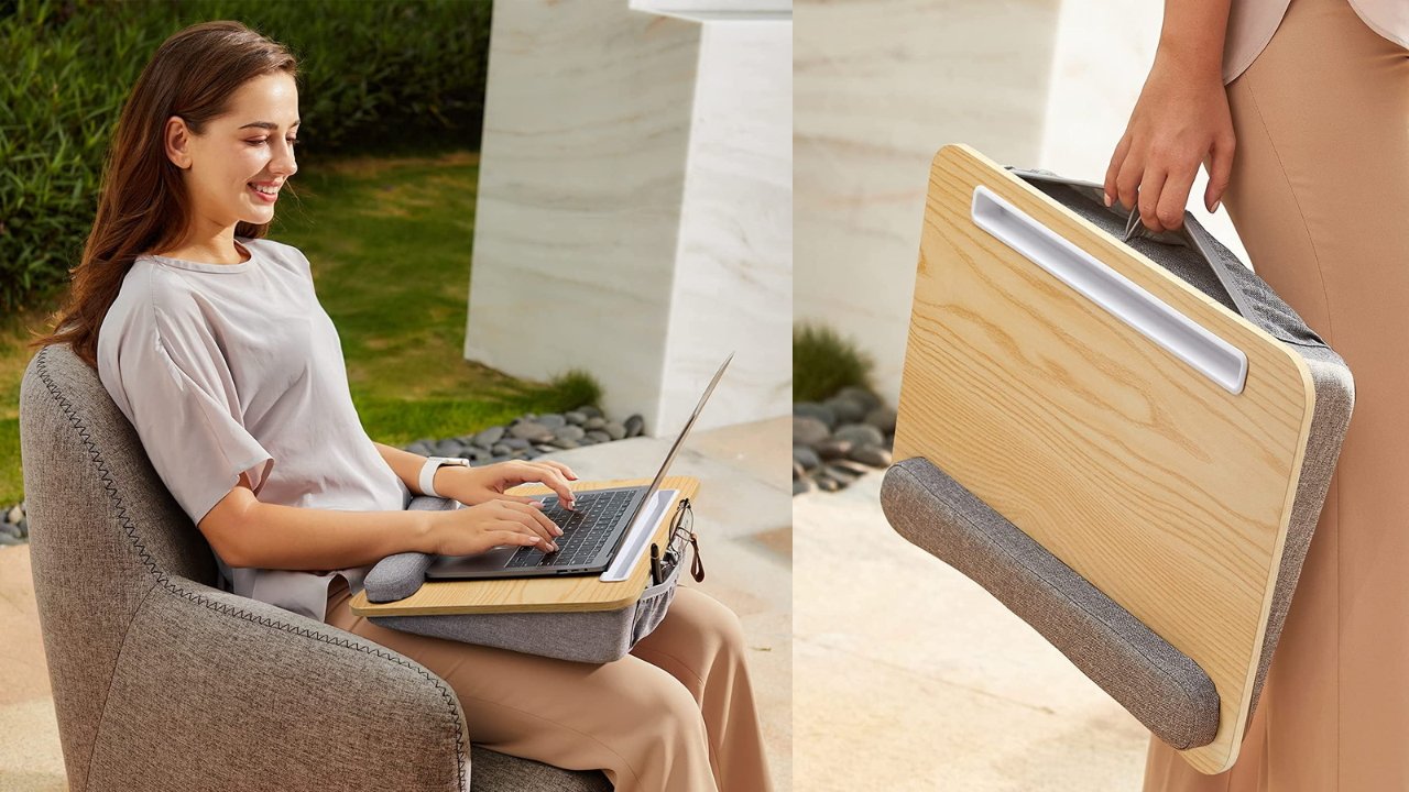 Huanuo lapdesk le permite trabajar cómodamente con su MacBook en su regazo