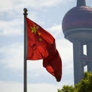 Bandera china en Shanghai