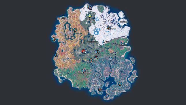 Un mapa muestra la ubicación de los NPC de Fortnite.